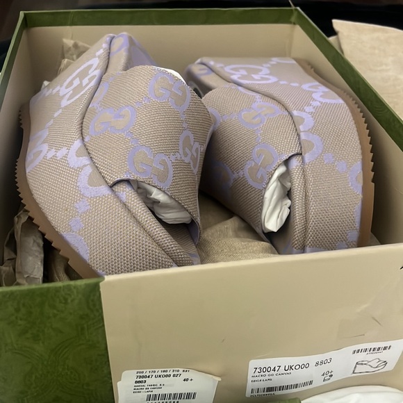 Gucci Monogram Jumbo GG Platform Slide Wedge Sandals. - Picture 3 of 4